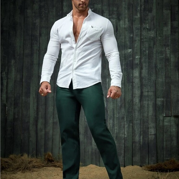 Men’s green dress pants with elastic waist.
Size small. 36” waist. - Picture 5 of 5